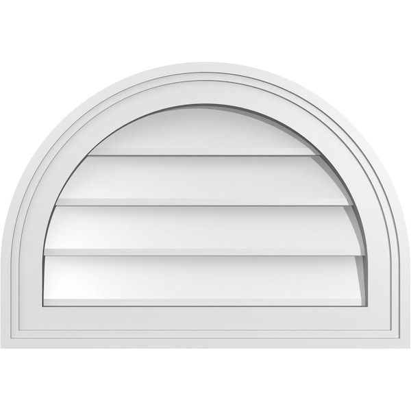 Ekena Millwork Round Top Surface Mount PVC Gable Vent w/ 2"W x 1-1/2"P Brickmould Frame, 20"W x 14"H GVPRT20X1402SN - main